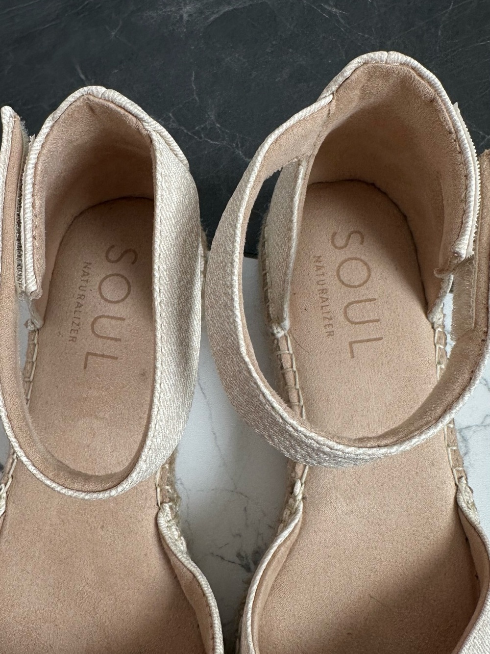 SOUL Naturalizer Beige Espadrille Wedge Sandals with Ankle Strap - Picture 3 of 8